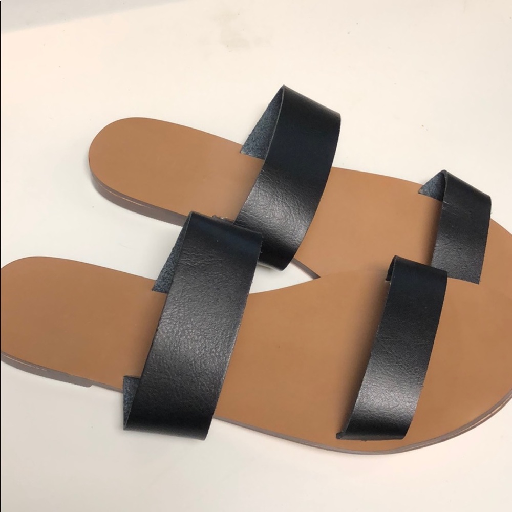 J Crew NWT SUMMER SLIDE LEATHER SANDAL IN BLACK